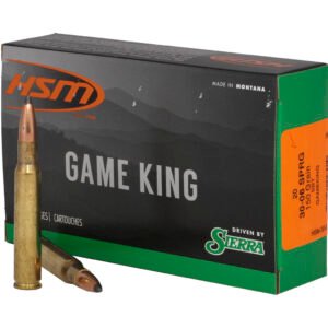HSM Game King Rifle Ammunition 30-06 SPGF Sierra Spitzer BT 150 gr. 20 rd.