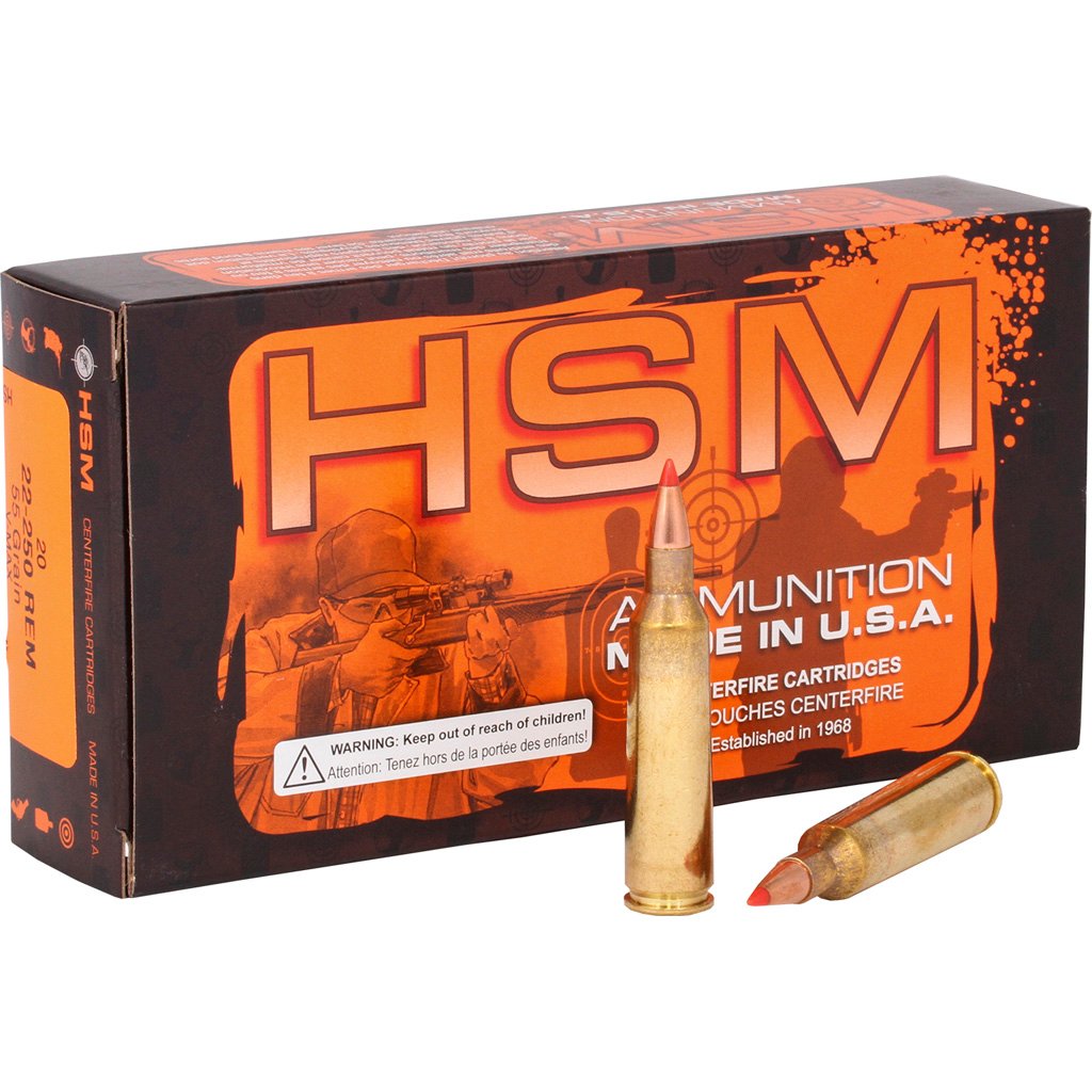 HSM Varmint Rifle Ammunition 22-250 Rem. V-Max 55 gr. 20 rd.