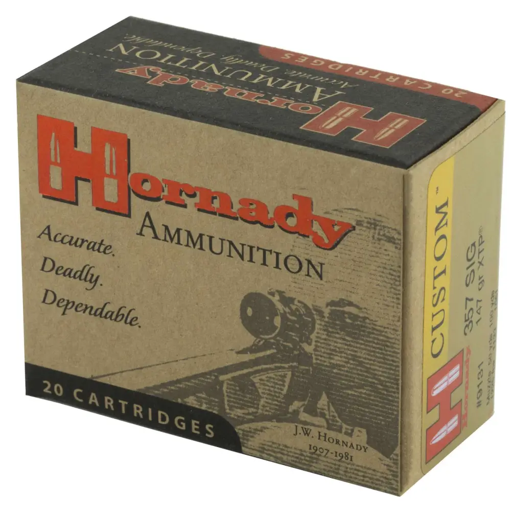 HORNADY CUSTOM 357SIG 147G XTP 20RD BX 200RD CASE - Image 2
