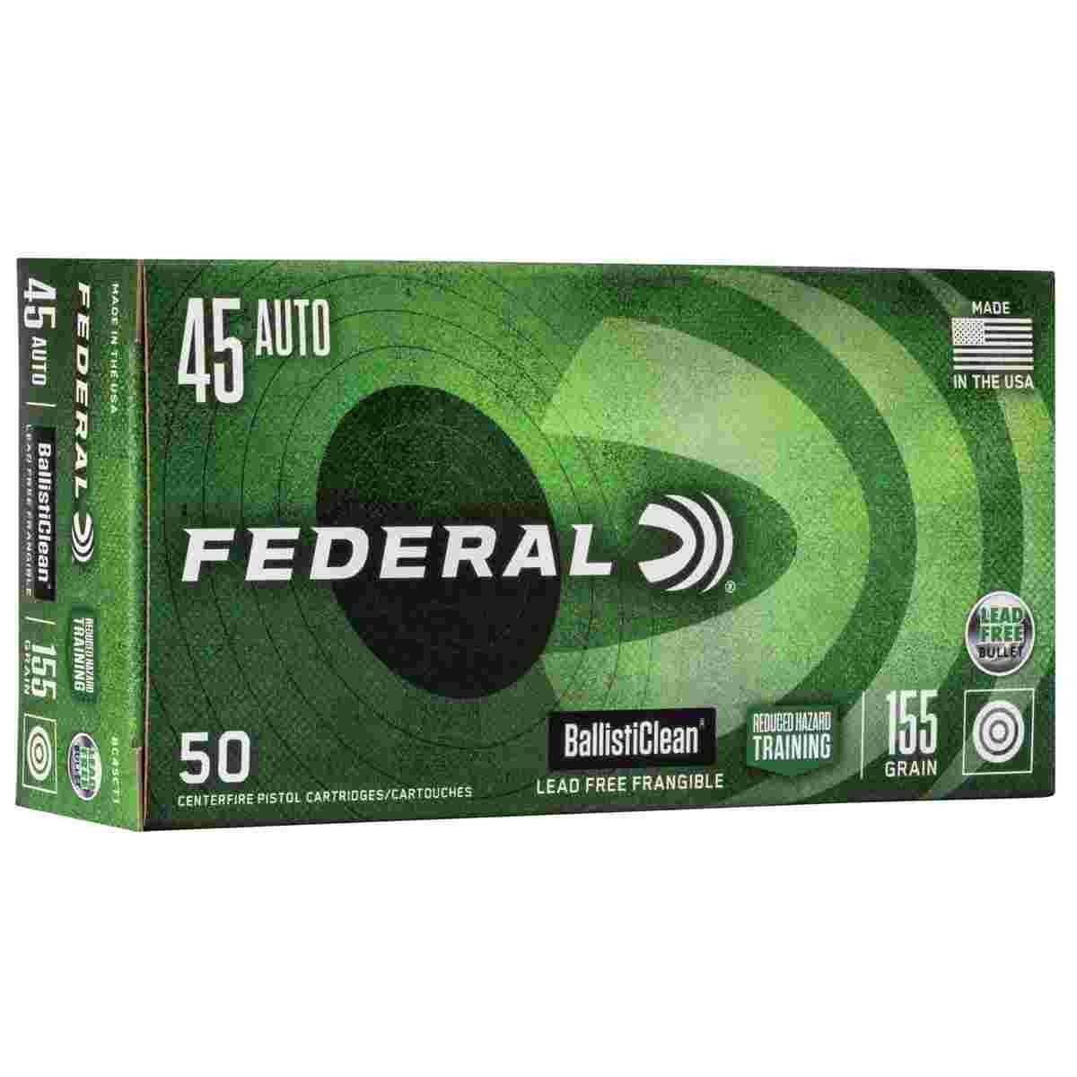 Federal Ballisticlean Frangible Handgun Ammunition .45 ACP 155gr RHT 1130 fps 50/ct