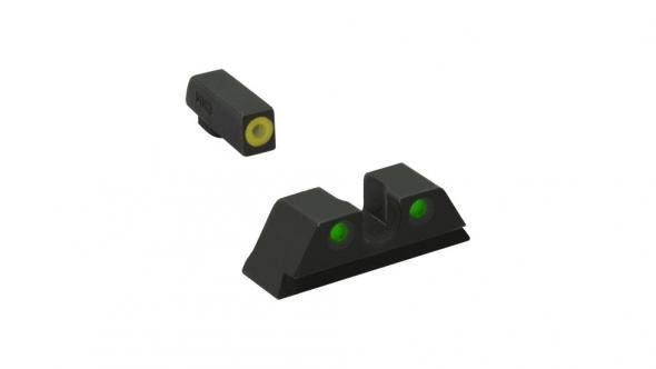 Meprolight ML41766 Hyper-Bright Yellow Ring Front/Green Rear Sights for S&W M&P Fullsize Compact Subcompact (Not Shield Models)