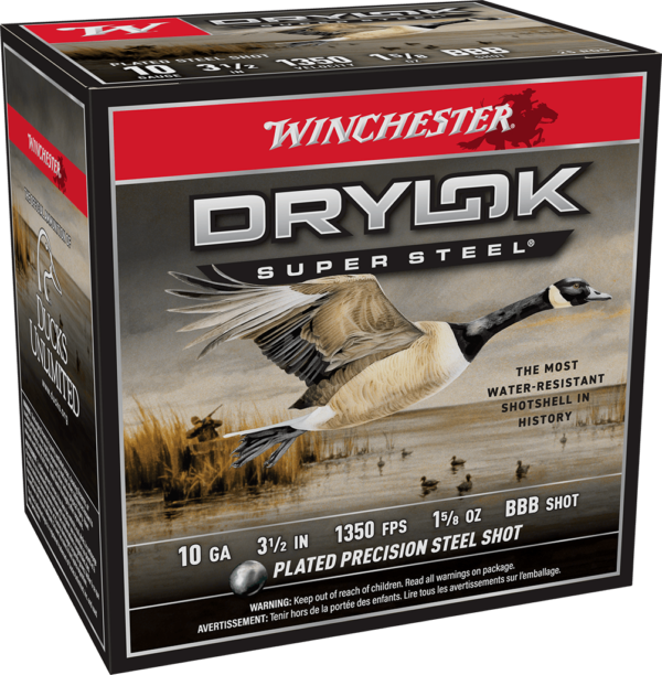 WINCHESTER DRYLOK SUPER STEEL 10 GA 3-1/2" BBB  1-5/8 OZ 25 RD/BX 10 BX/CS