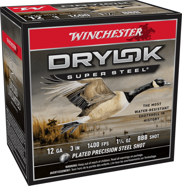 WINCHESTER DRYLOK SUPER STEEL 12 GA 3" BBB  1-1/4 OZ 25 RD/BX 10 BX/CS