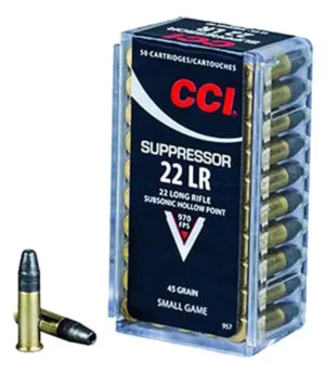 CCI 22 LR SUPPRESSOR 45GR SOLID 50 RD/BX 100 BX/CS