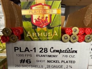 ARMUSA 28 GA. (7/8 OZ.) NICKEL PLATED (6% ANTIMONY) 1300 FPS (1 CASE OF 250 SHELLS) FROM $165 + FREE SHIPPING