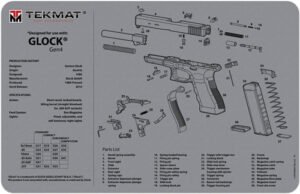 TEKMAT ARMORERS BENCH MAT - 11"x17" FOR GLOCK G4 GREY
