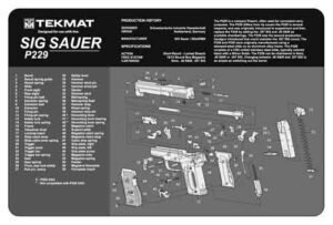 TEKMAT ARMORERS BENCH MAT - 11"x17" SIG SAUER 229 PISTOL