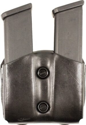 DESANTIS DOUBLE MAG POUCH OWB - LEATHER SINGLE STACK 9/40 BLK