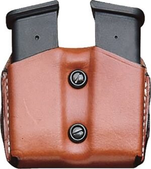 DESANTIS DOUBLE MAG POUCH OWB - LTHR FITS GLOCK 17/19/23/22 TN