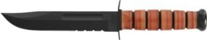 KA-BAR FIGHTING/UTILITY KNIFE - 7" SRRTD W/LTHR SHTH US ARMY