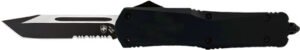 TEMPLAR KNIFE LARGE OTF BLACK - RUBBER 3.5" BLACK TANTO SRRTD