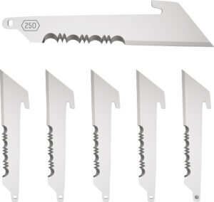 OUTDOOR EDGE 2.5" UTILITY BLDS - W/SERRATIONS BLACK BLADE 6-PK